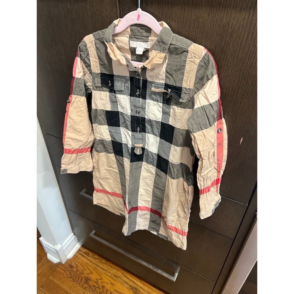 Burberry Children Girl's Check Long‎ Sleeve Button Up Tunic/Dress 4